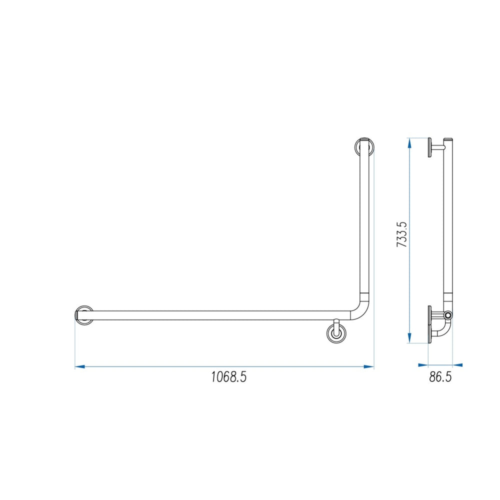 CARE ACCESS Grab Rail RHS 1000x600mm Brushed Brass