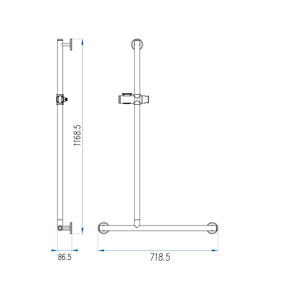 CARE ACCESS Shower Grab Rail LHS 1100x650mm Brushed Nickel