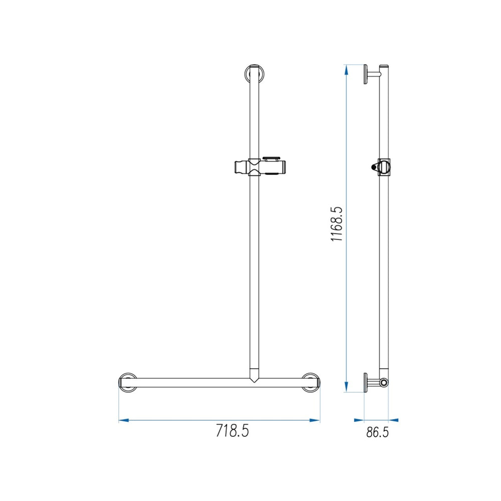 CARE ACCESS Shower Grab Rail RHS 1100x650mm Gunmetal