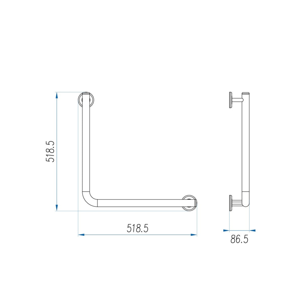 CARE ACCESS Grab Rail 450x450mm Polished Stainless Steel