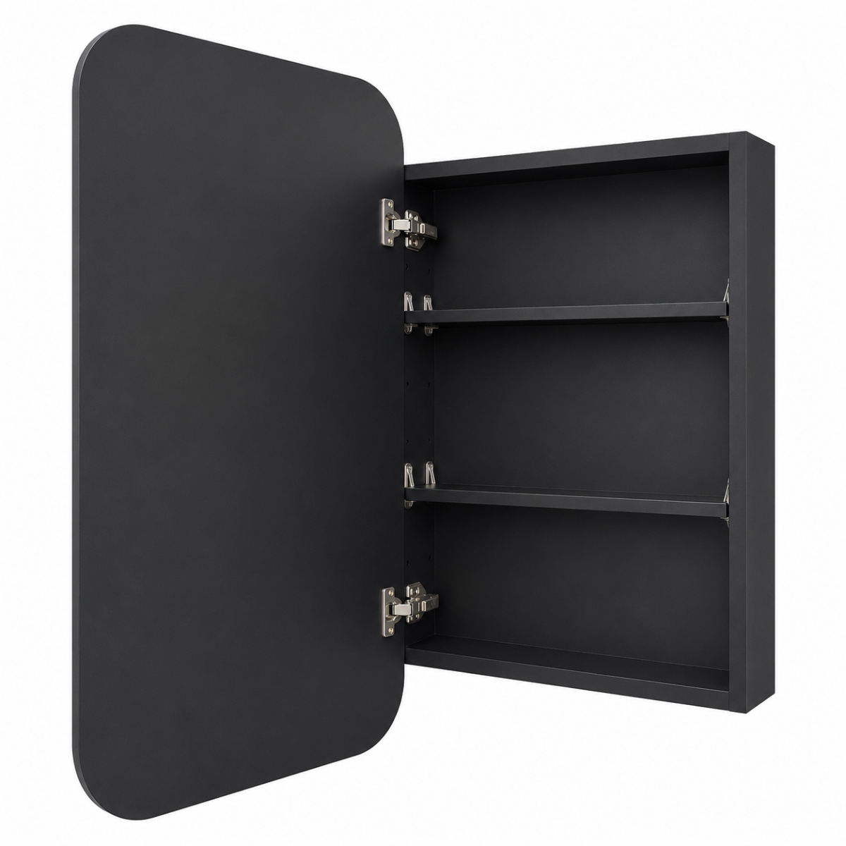 OASIS Rectangle Pencil Edge Mirror Cabinet Matte Black 450x900mm