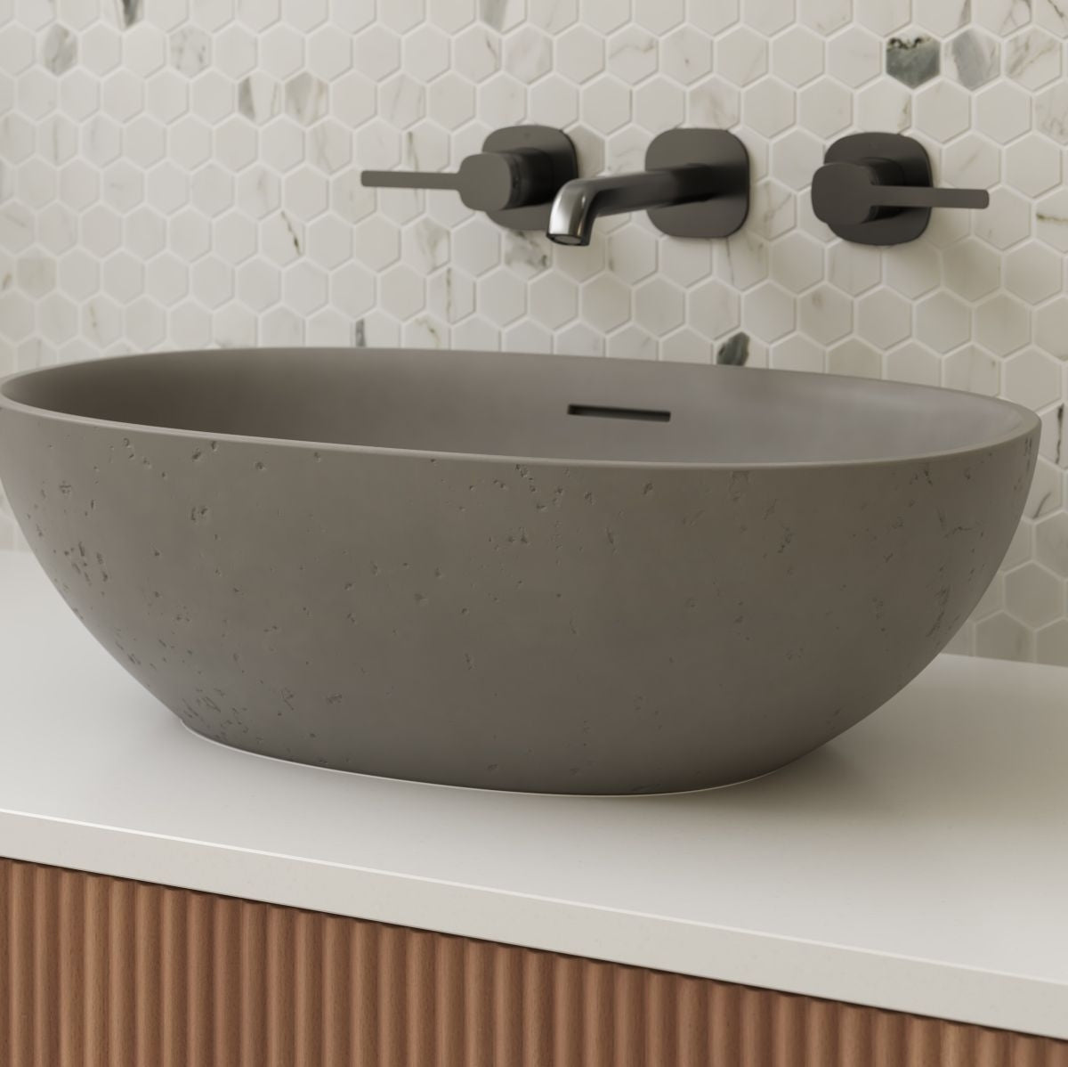 SYMMETRY In-Wall Top Lever Assemblies & 180mm Spout Kit Gunmetal