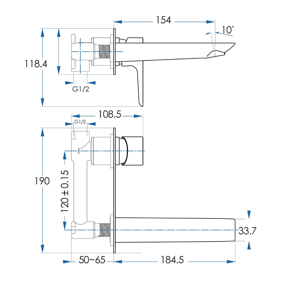 EDEN In Wall Mixer Combination Kit Brushed Nickel