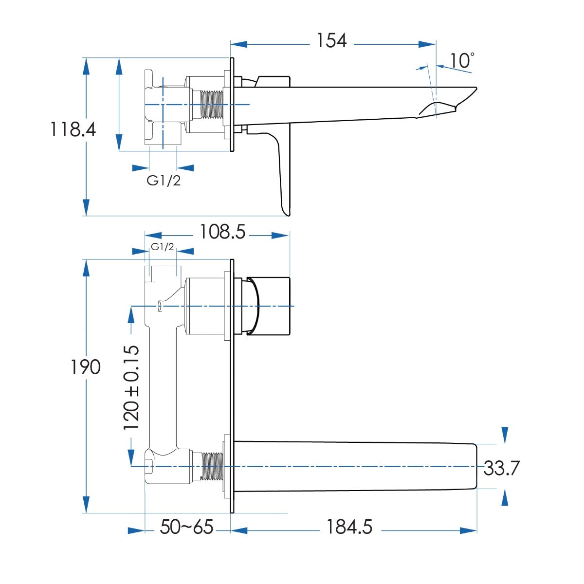 EDEN In Wall Mixer Combination Kit Brushed Nickel