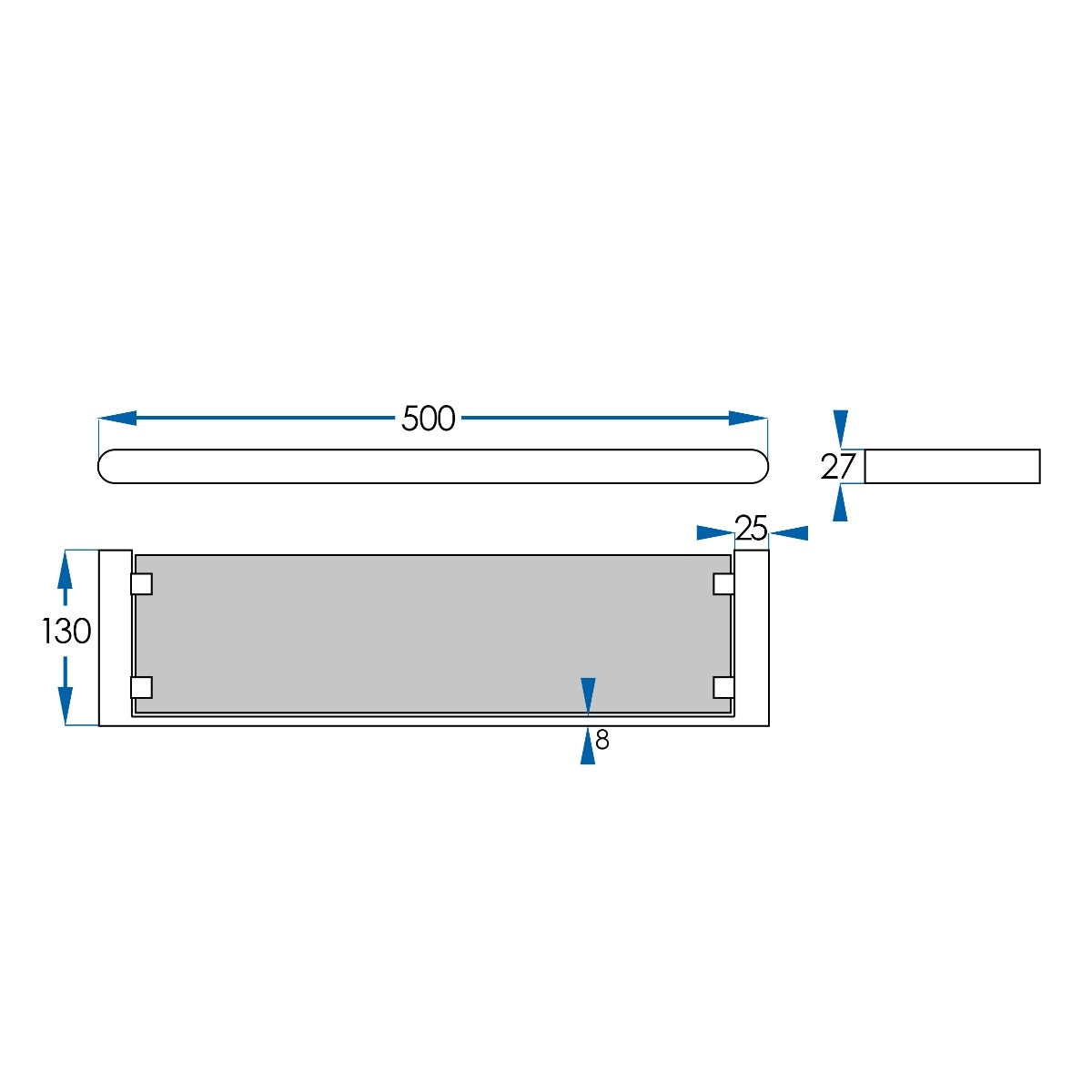 EDEN Glass Shelf Matte Black