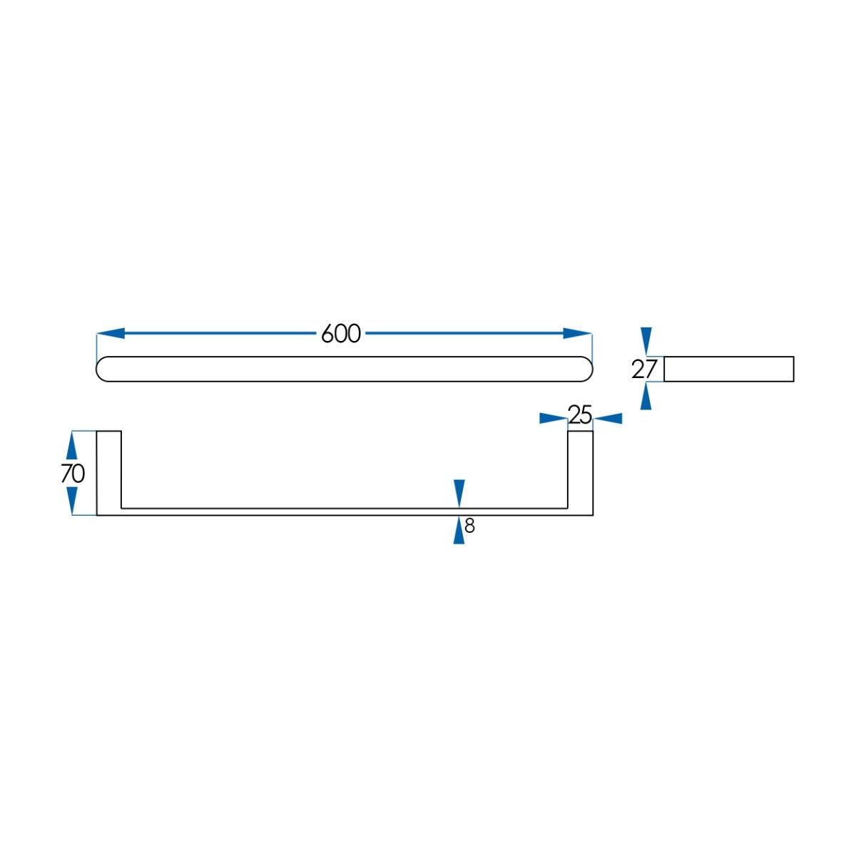 EDEN Single Towel Rail Titanium Bronze 600mm