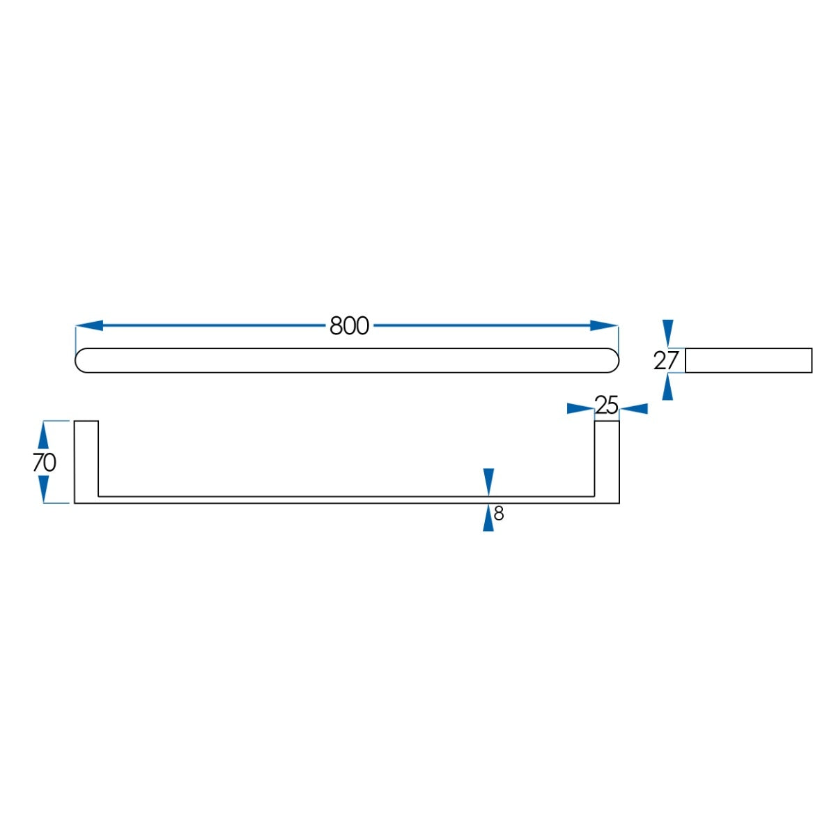 EDEN Single Towel Rail 800mm Gunmetal