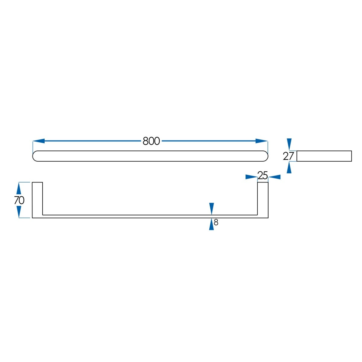 EDEN Single Towel Rail Titanium Bronze 800mm