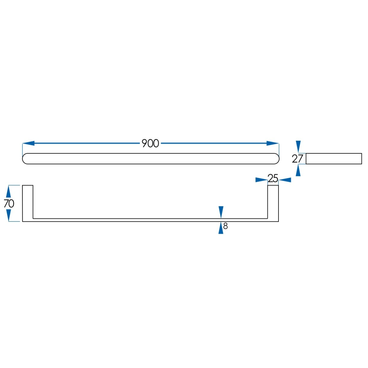 EDEN Single Towel Rail 900mm Gunmetal