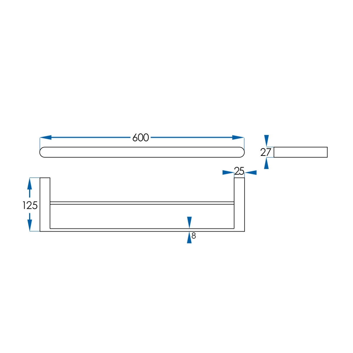 EDEN Double Towel Rail Titanium Bronze 600mm