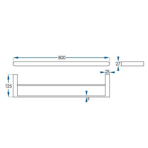 EDEN Double Towel Rail 800mm Gunmetal