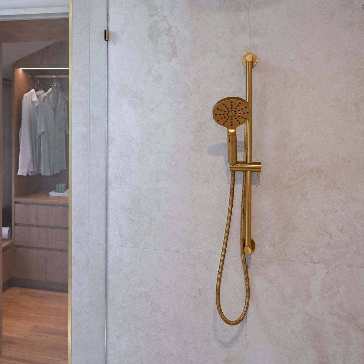 EDEN Shower Rail Brushed Brass 700mm
