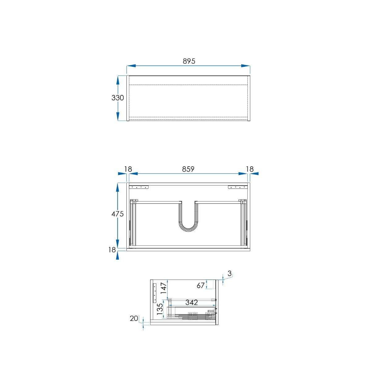 EDEN Wall Hung Modular Vanity 900mm Timber Laminate