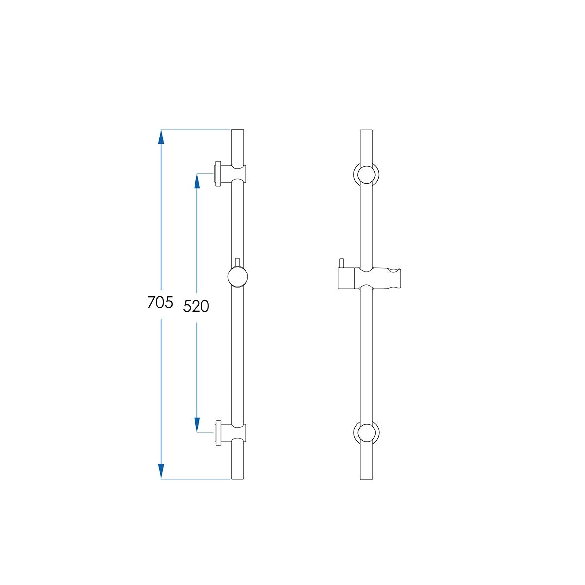 ELEMENTS Single Shower Rail with External Water Inlet Gunmetal