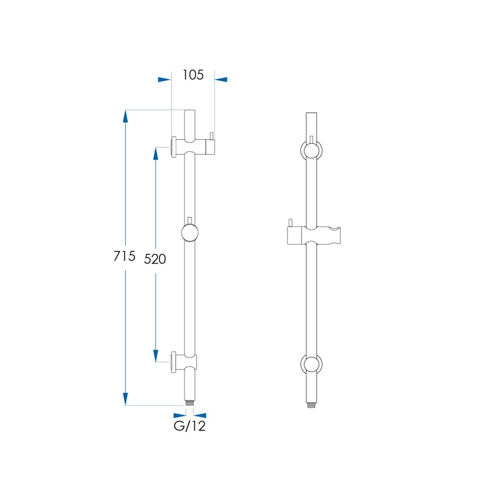 ELEMENTS Universal Water Inlet Shower Rail with Diverter Brushed Champagne Gold