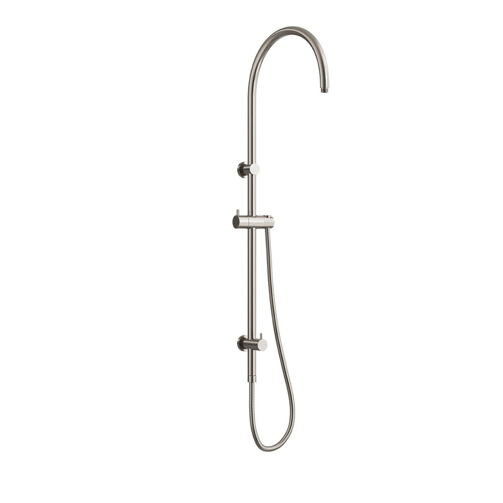 ELEMENTS Gooseneck Shower Rail with Universal Water Inlet Brushed Nickel