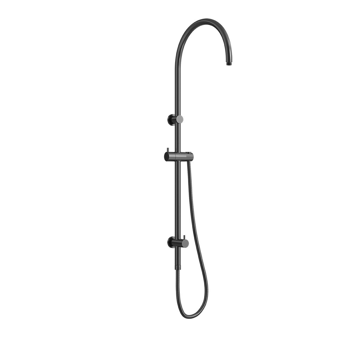 ELEMENTS Gooseneck Shower Rail with Universal Water Inlet Gunmetal