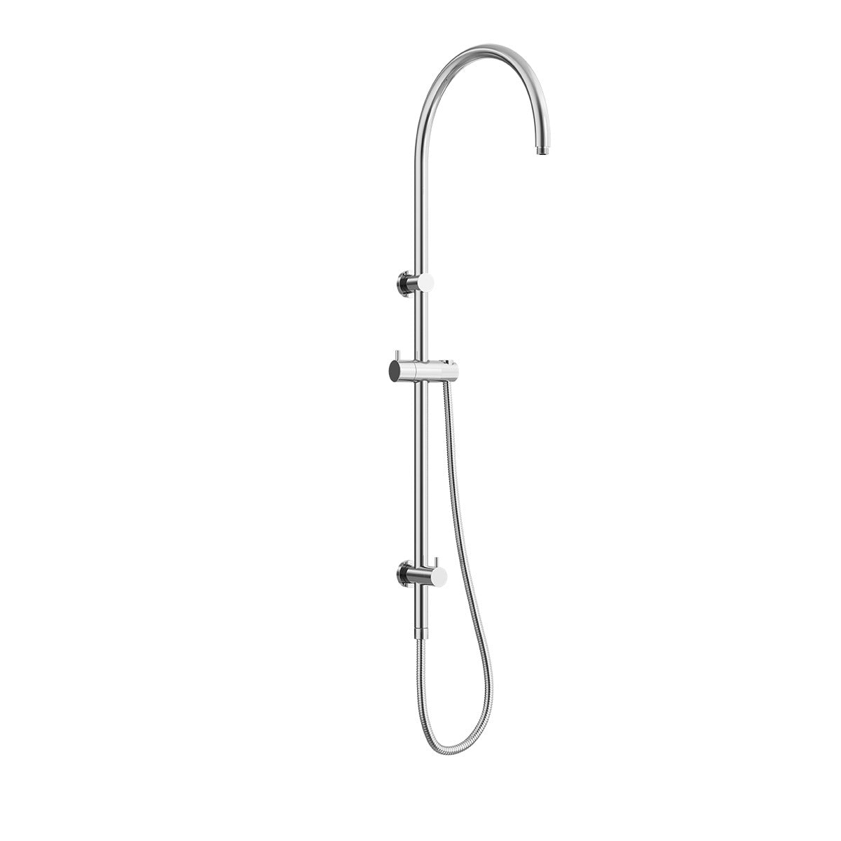 ELEMENTS Gooseneck Shower Rail with Universal Water Inlet Polished Stainless Steel