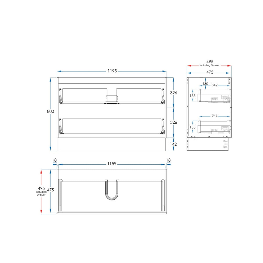 WAVE Floor Mount Vanity 1200mm Matte White