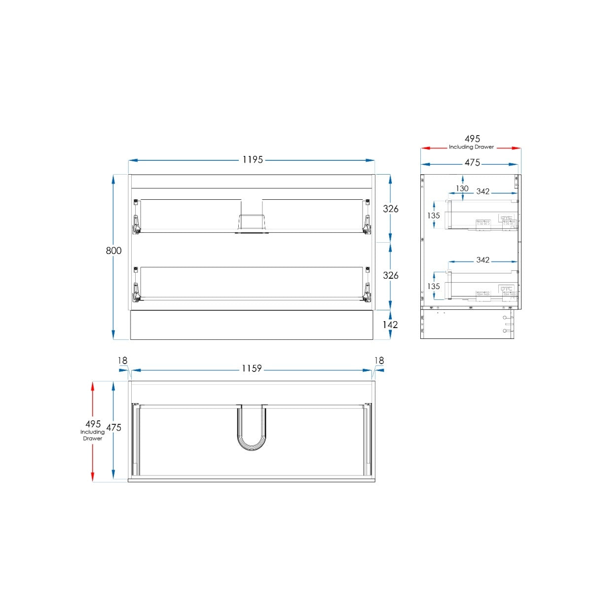 WAVE Floor Mount Vanity 1200mm Matte White