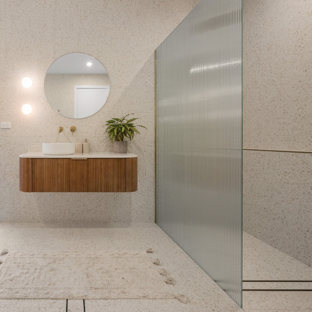 Frameless Fluted Glass Panel 1200X2100x10mm