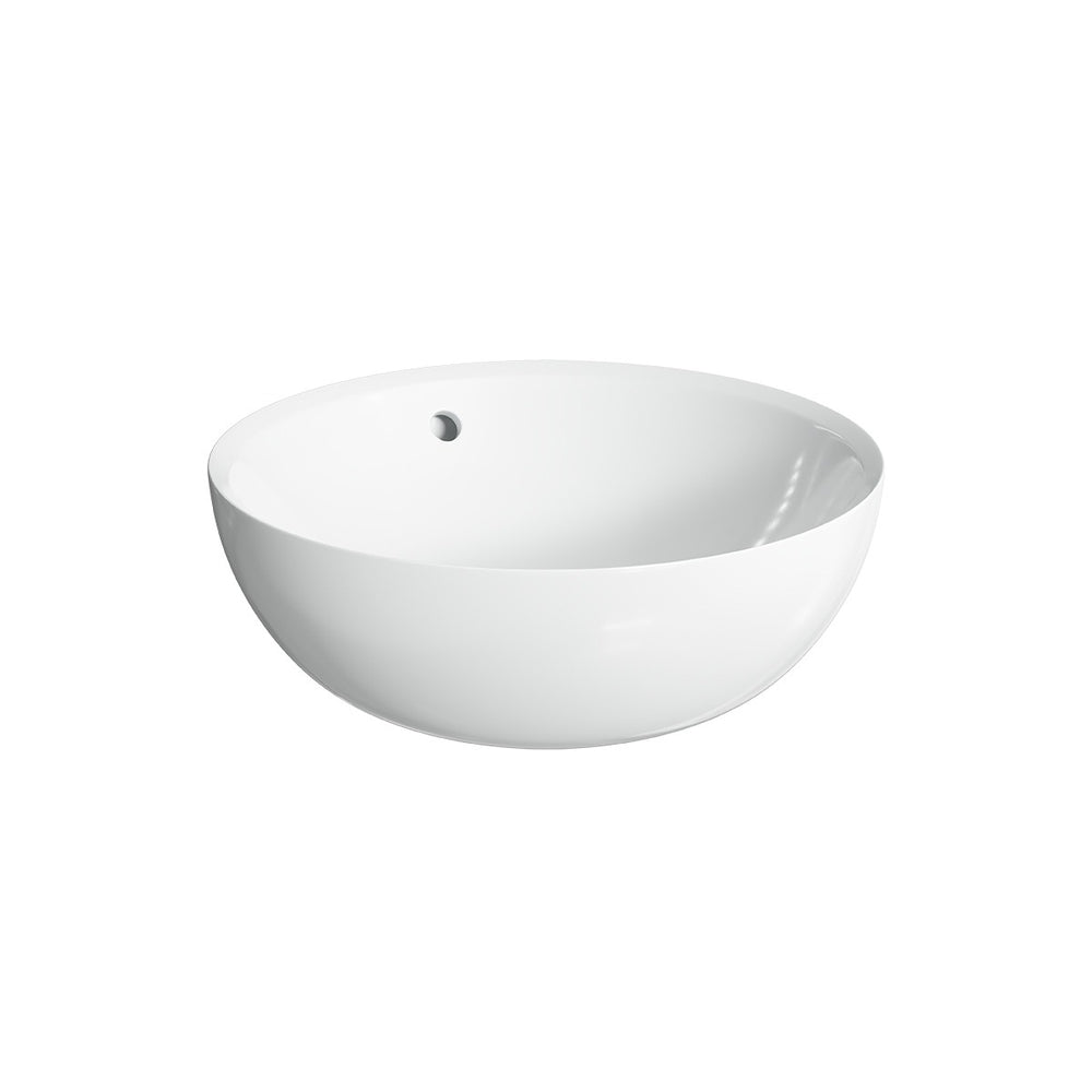 OMEGA Round Bench Mount Basin with Overflow Gloss White