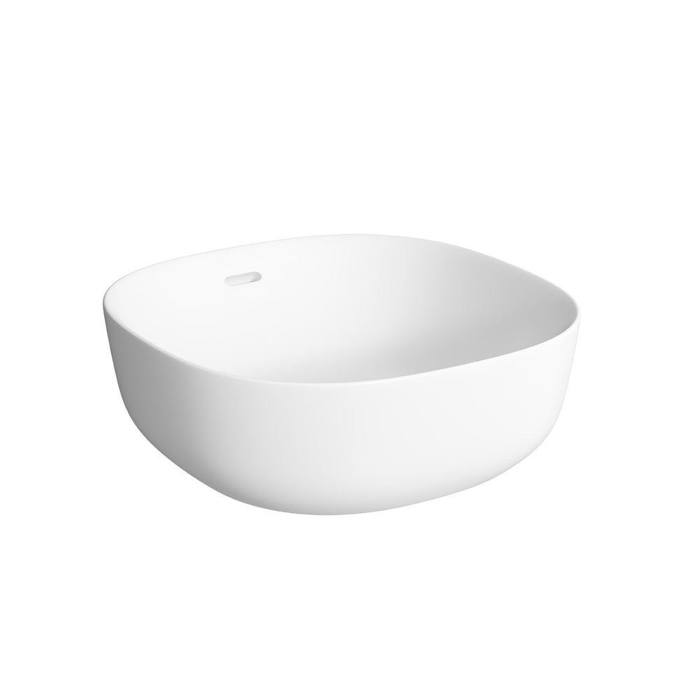 OMEGA Square Bench Mount Basin with Overflow Matte White