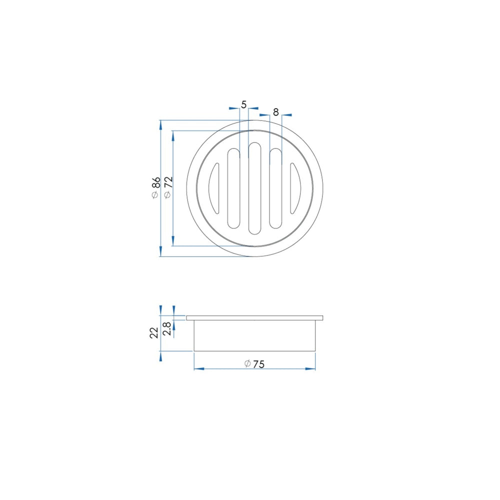FLOW Round Floor Drain 80mm with DN80 Outlet Titanium Bronze