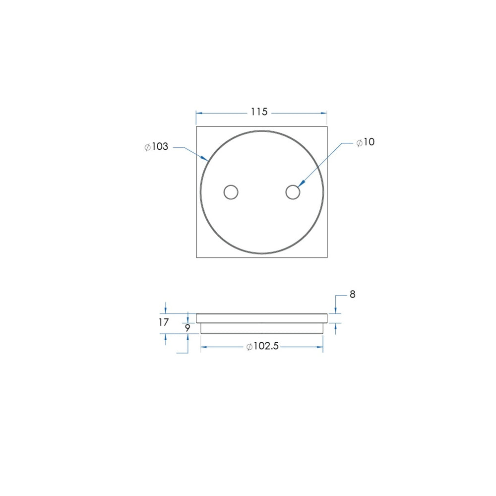 FLOW Square Clean Out Floor Drain 110mm with DN100 Outlet Chrome