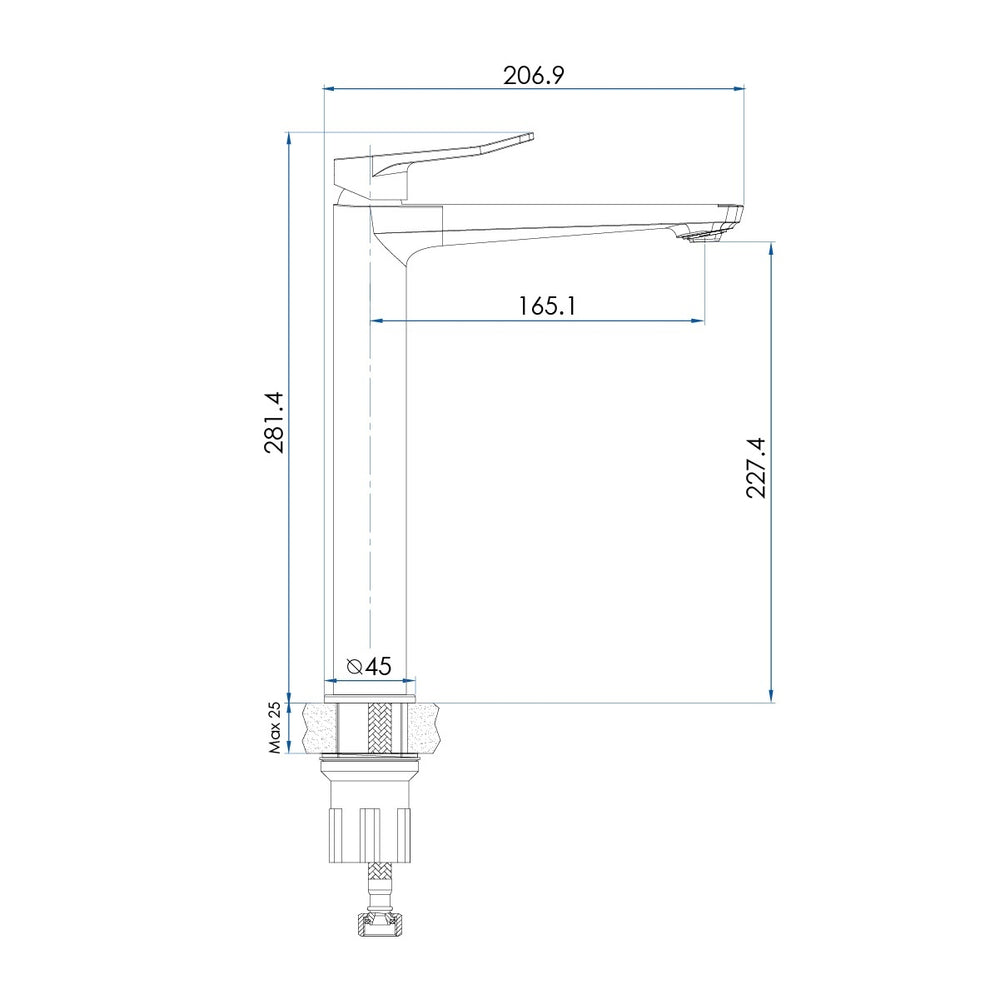 FLOW Tall Basin Mixer Brushed Nickel