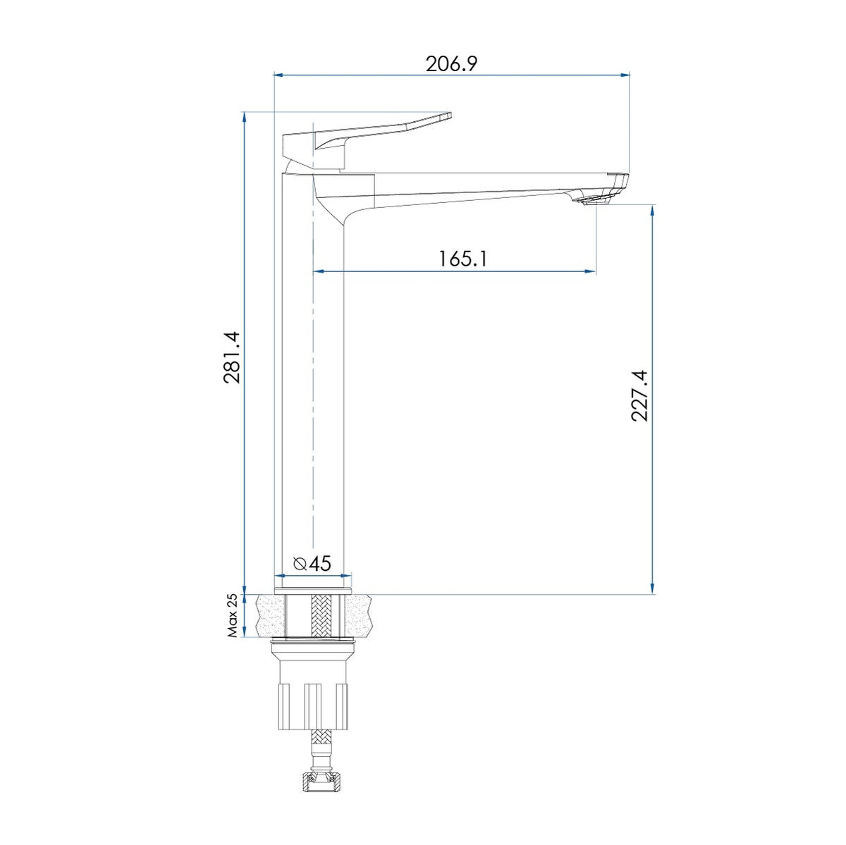 FLOW Tall Basin Mixer Chrome