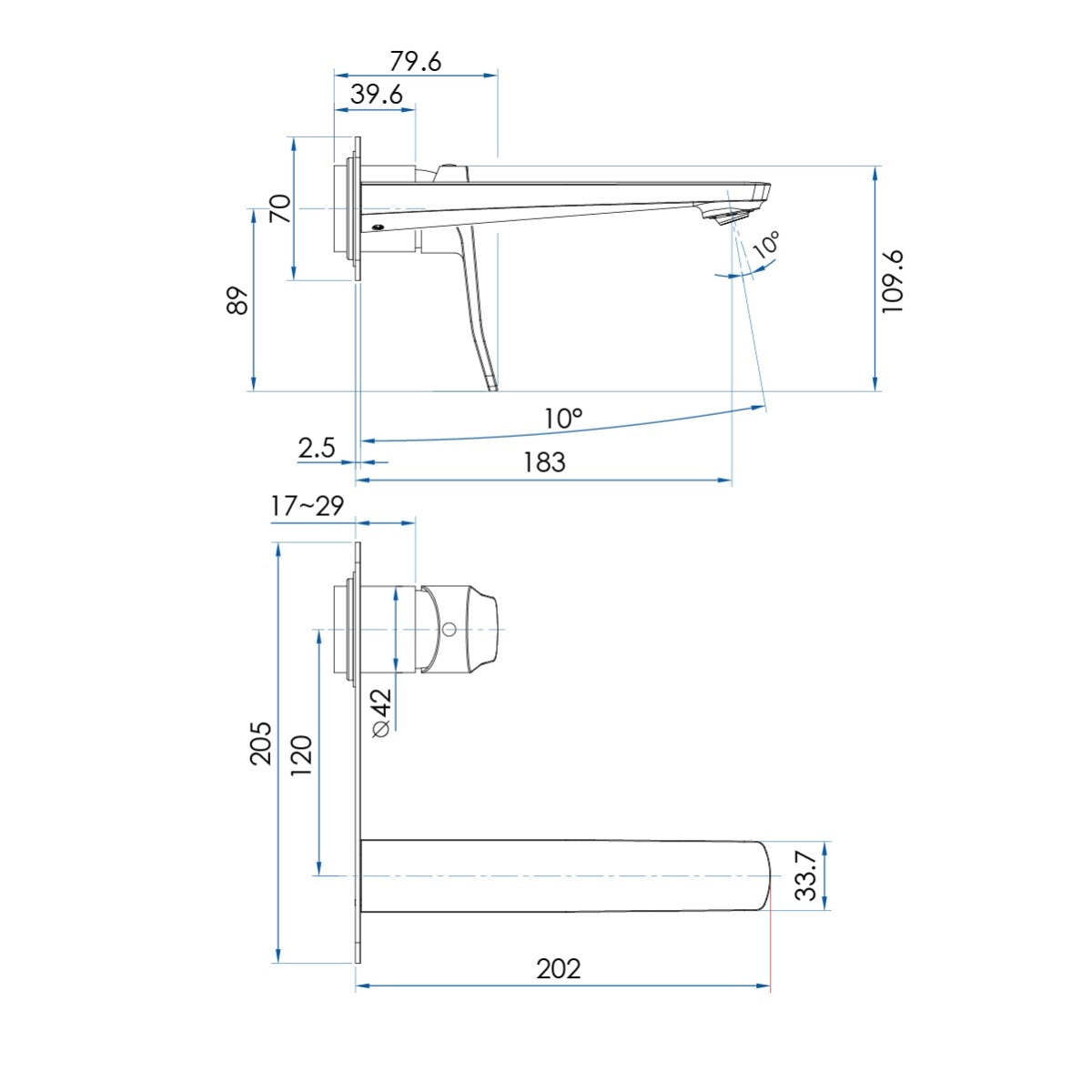 FLOW In Wall Mixer & Spout Kit Chrome 180mm