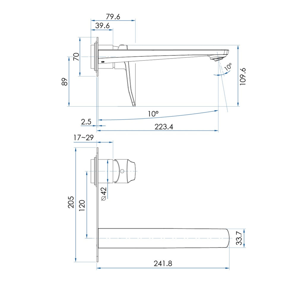 FLOW In Wall Mixer & Spout Kit Chrome 220mm