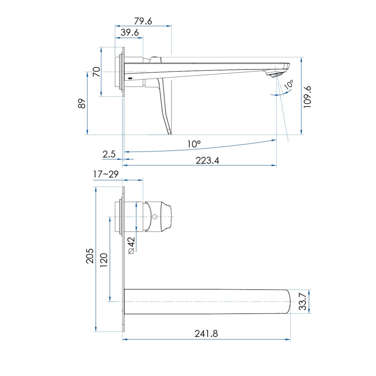 FLOW In Wall Mixer & Spout Kit Chrome 220mm