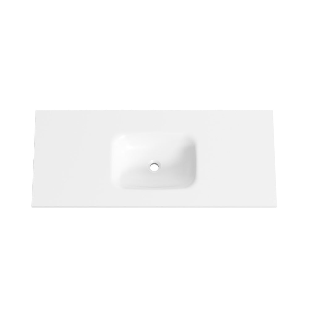 FLOW Solid Surface Vanity Top, w/ Integrated and Overflow Basin 1200mm Matte White