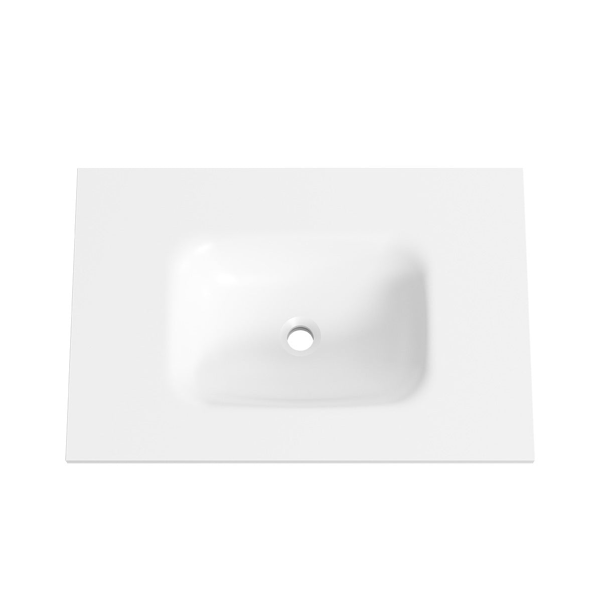 FLOW Solid Surface Vanity Top, w/ Integrated and Overflow Basin 750mm Matte White