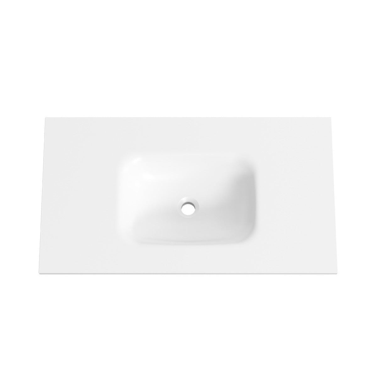 FLOW Solid Surface Vanity Top, w/ Integrated Basin and Overflow 900mm Matte White