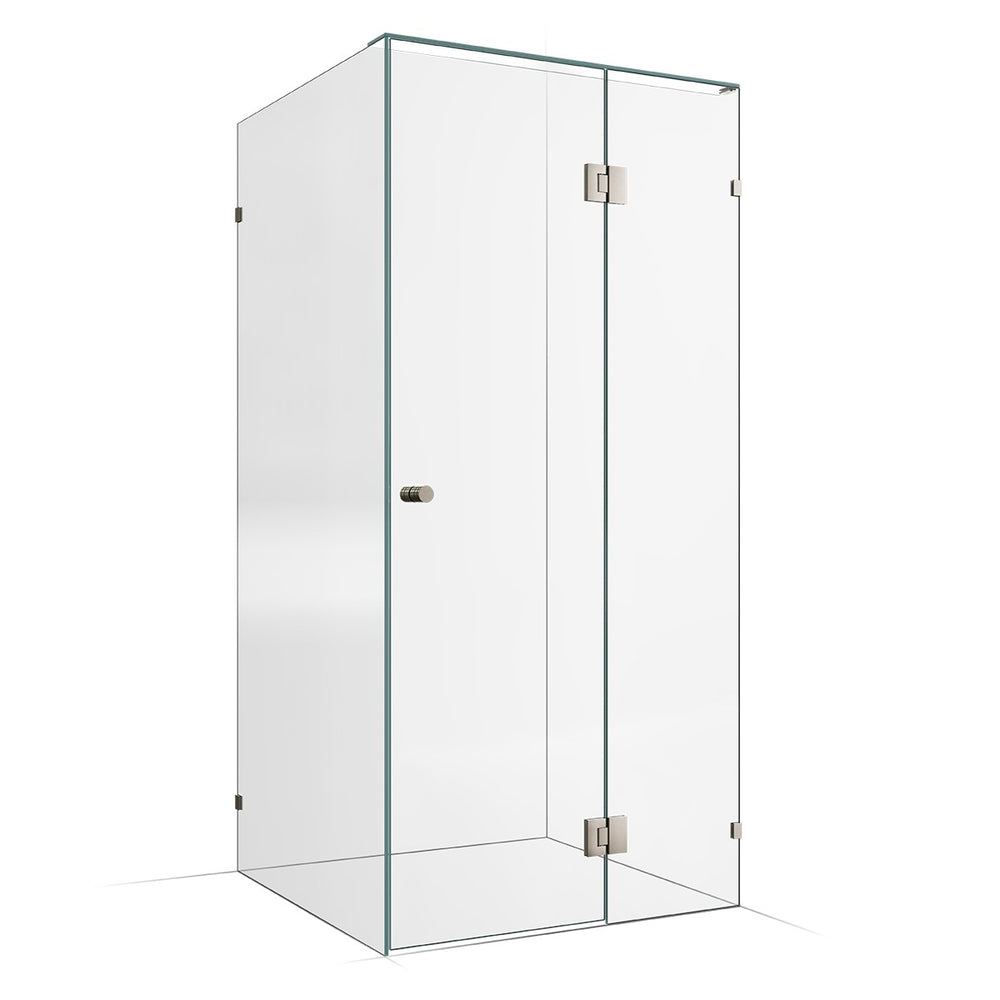 Frameless Shower Screen 1000x1000mm - 400mm Hinge Panel Brushed Nickel