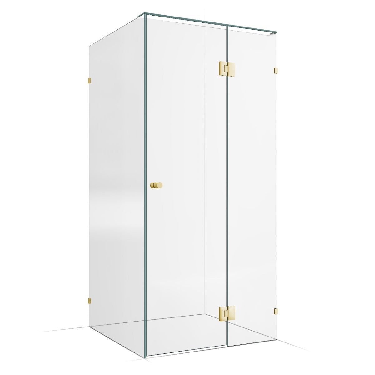 Frameless Shower Screen 1000x1000mm - 400mm Hinge Panel Champagne Gold