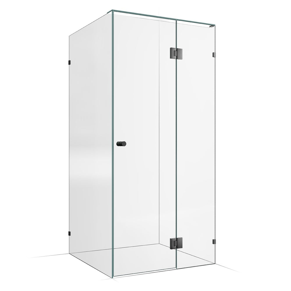 Frameless Shower Screen 1000x1000mm - 400mm Hinge Panel Gunmetal