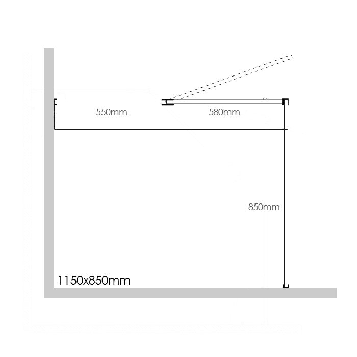Frameless Shower Screen 1150X850X2000mm - 550mm Hinge Panel Titanium Bronze