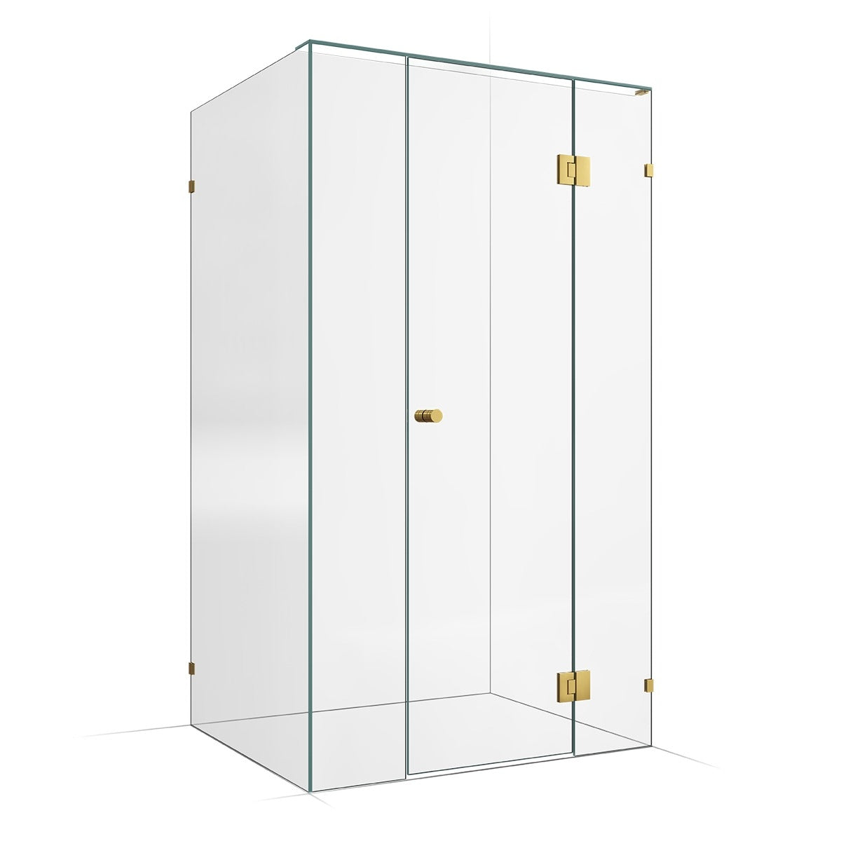 Frameless Shower Screen 1200x1000mm - 300mm Hinge Panel Brushed Brass