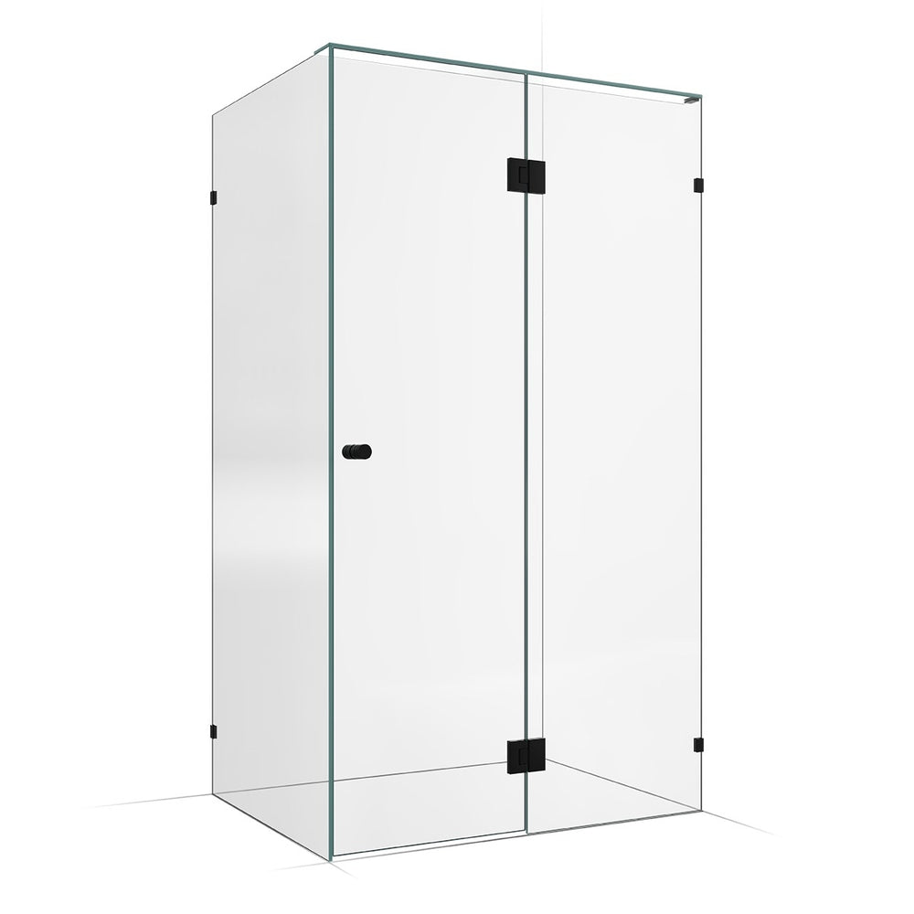 Frameless Shower Screen 1200x900mm - 600mm Hinge Panel Matte Black