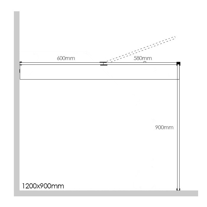 Frameless Shower Screen 1200x900mm - 600mm Hinge Panel Champagne Gold