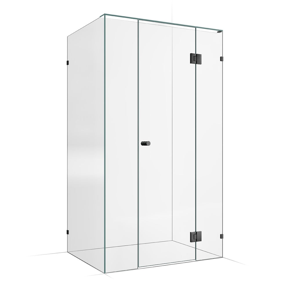 Frameless Shower Screen 1200x900mm - 300mm Hinge Panel Gunmetal