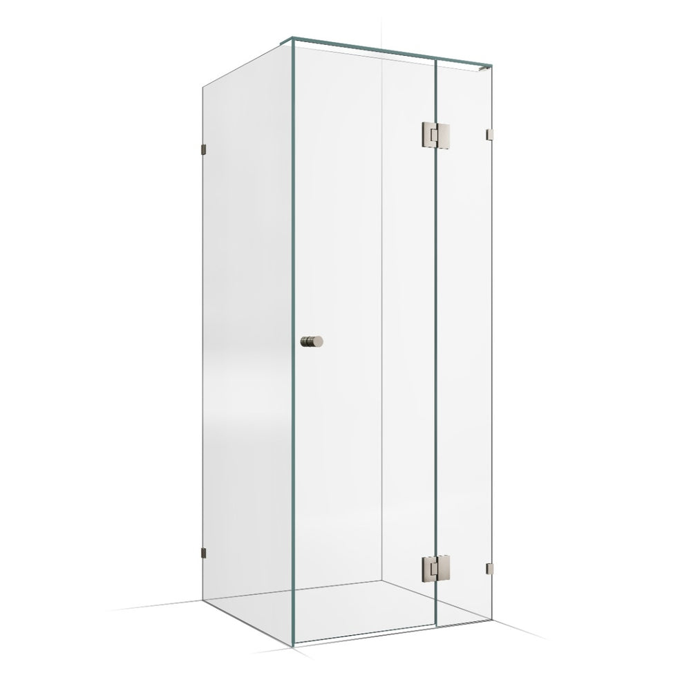 Frameless Shower Screen 850X850X2000mm - 250mm Hinge Panel Brushed Nickel