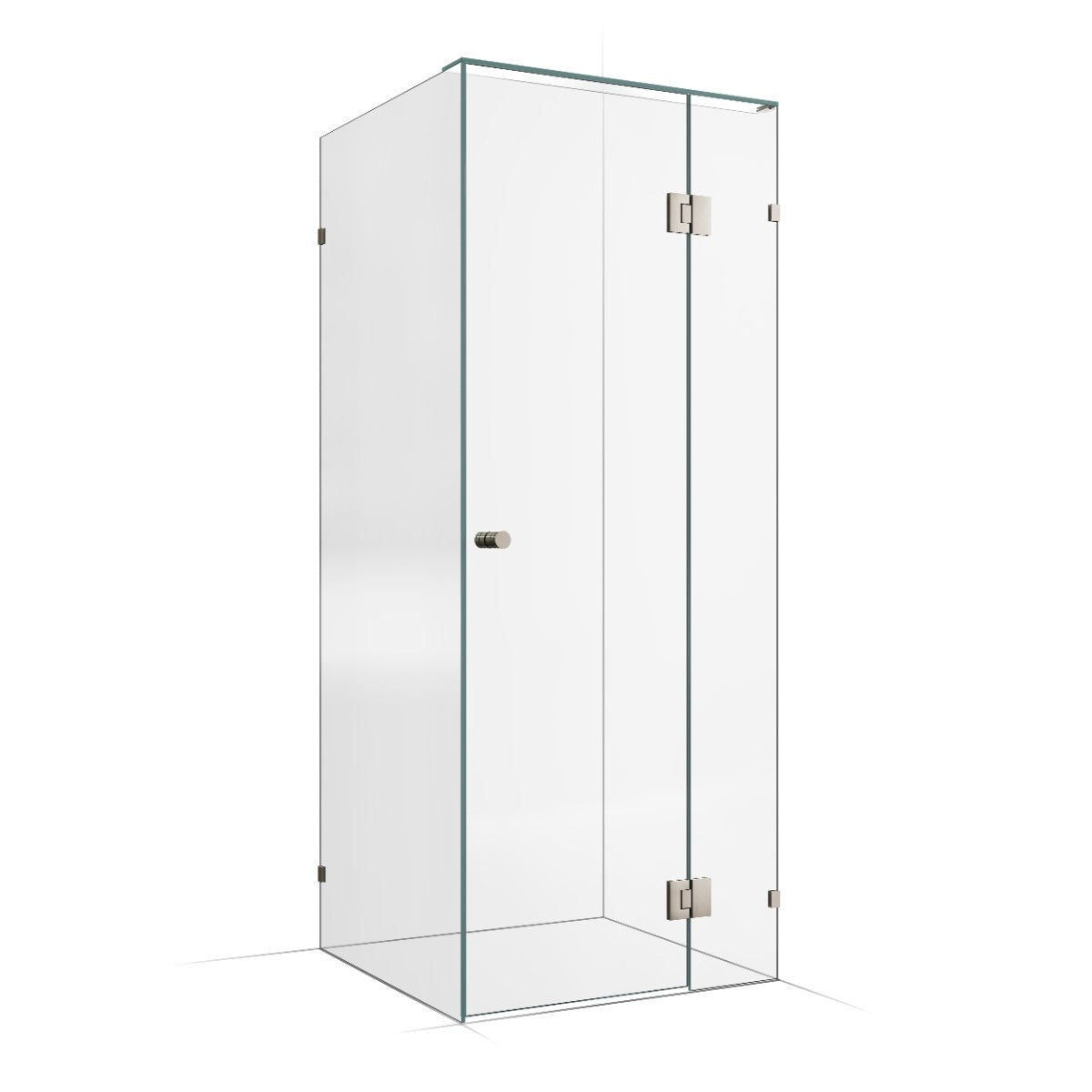 Frameless Shower Screen 850X850X2000mm - 250mm Hinge Panel Brushed Nickel