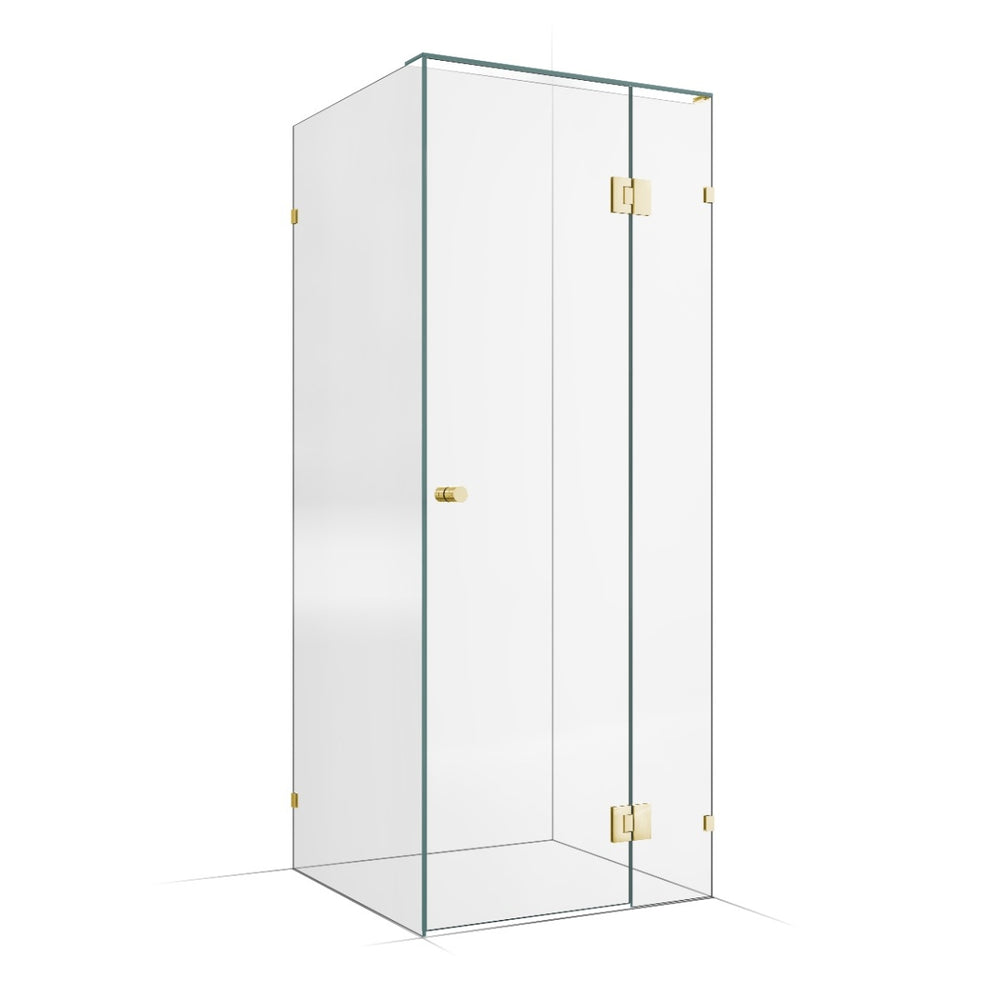 Frameless Shower Screen 850X850X2000mm - 250mm Hinge Panel Champagne Gold
