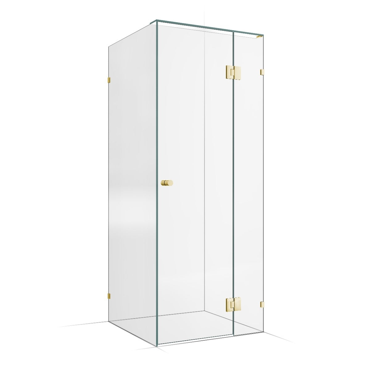Frameless Shower Screen 850X850X2000mm - 250mm Hinge Panel Champagne Gold