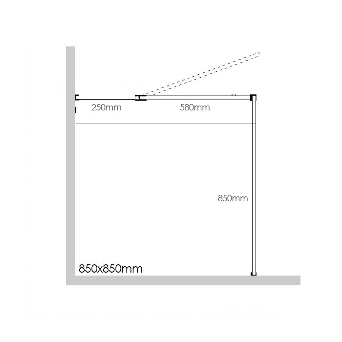 Frameless Shower Screen 850X850X2000mm - 250mm Hinge Panel Brushed Brass